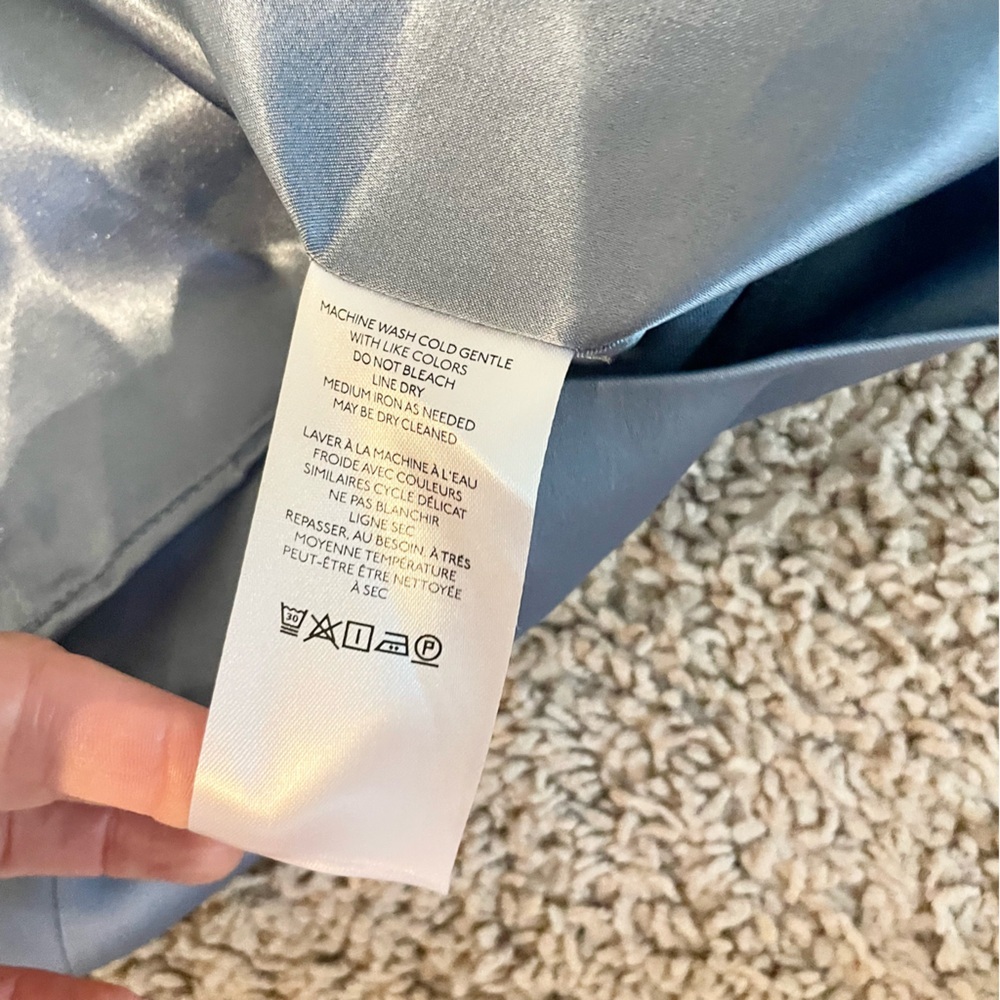 Anthropologie Ruched Sweetheart Dress Blue Grey Satin - Picture 13 of 16